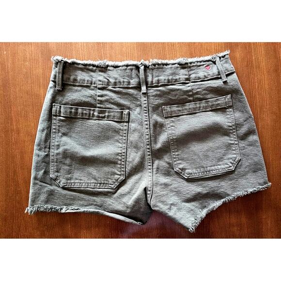 Sundry Anthropologie Green Army Shorts Frayed Denim Cargo Colored Pockets, Sz 29 - Picture 9 of 11